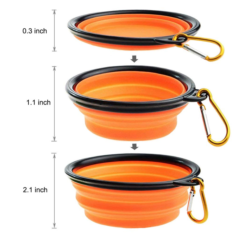 MOGOCO 2 Pack Portable Collapsible Dog Bowl,Foldable Travel Bowl Dish for Small Pet Dog Cat Food Water Feeding,Including Black Dog Poop Bag Holder Dispenser (Small,Black and Orange) 3 Count (Pack of 1) - PawsPlanet Australia