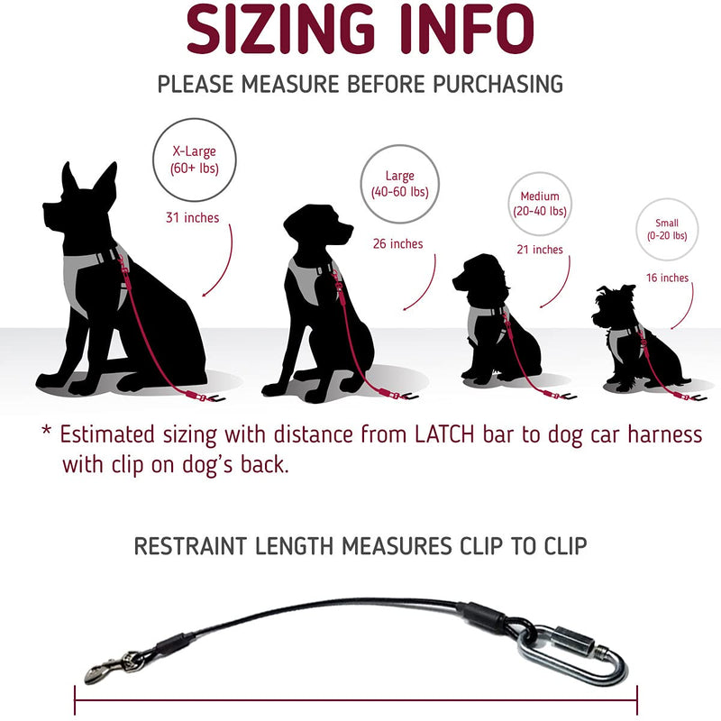 Leash Boss Dog Car Seat Belt Restraint - No-Chew Heavy Duty Car Seatbelt for Pets - 5 Sizes - Coated Steel Rope to Prevent Chewing 16 In - PawsPlanet Australia