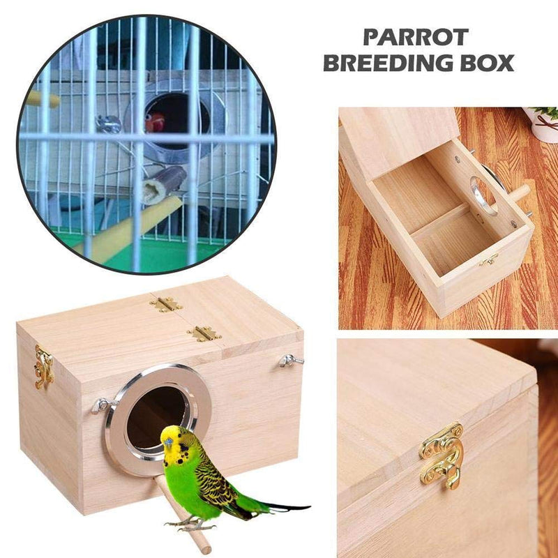 Hovico Parakeet Nesting Box, Pet Bird Wooden House Parakeet Nest Box Bird House Box Parrotlets Wood for Lovebirds Breeding Mating Bird Supplies Box S - PawsPlanet Australia