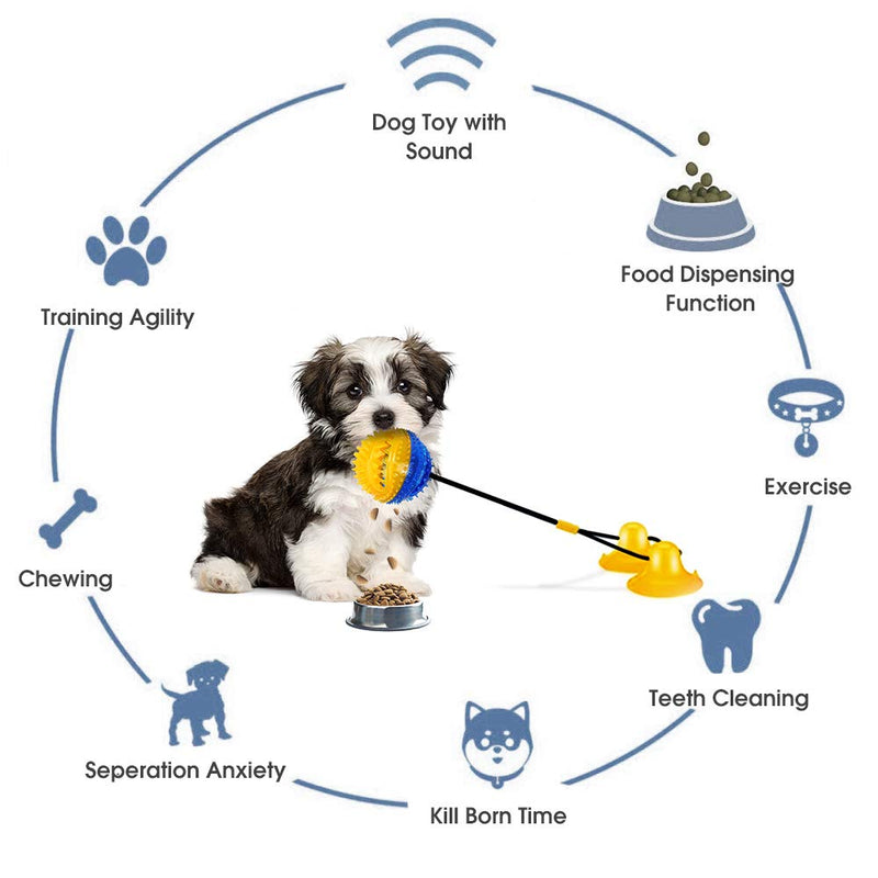 Zily [Upgrade] Dog Chew Toys for Aggressive Chewers,Rope Toys with 2 Suction Cup for Puppies Teething,Boredom,Tug of War, Slow Feeding, Teeth Cleaning and Training Ball Toy yellow - PawsPlanet Australia