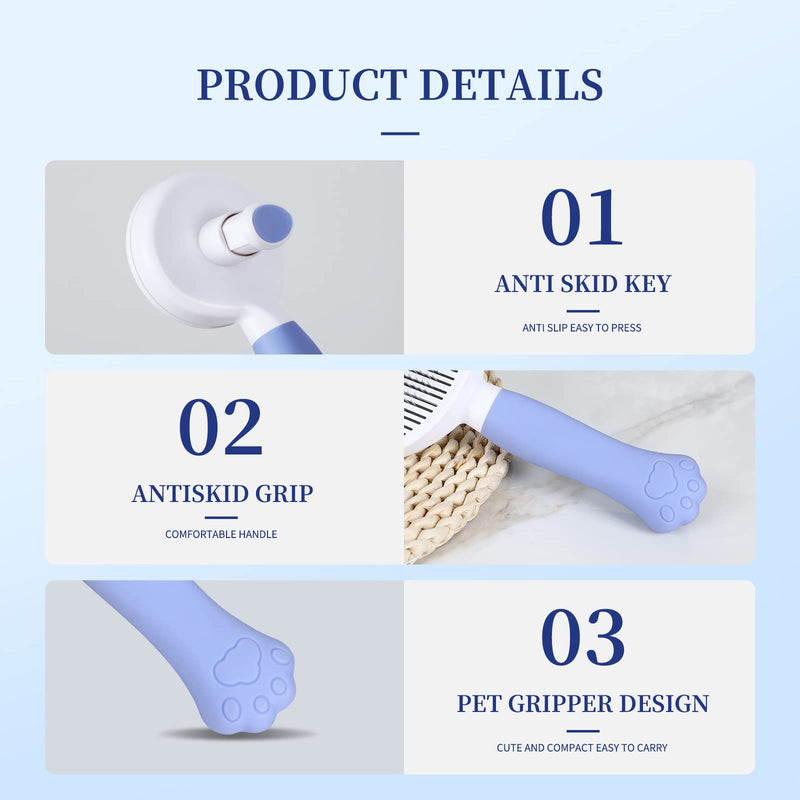 Diecallan Cat Brush cat grooming supplies Gently Removes Loose Undercoat Mats, Tangled Hair and Soothes Skin. Ideal for Long and Short Haired Pets. (Grey) Grey - PawsPlanet Australia
