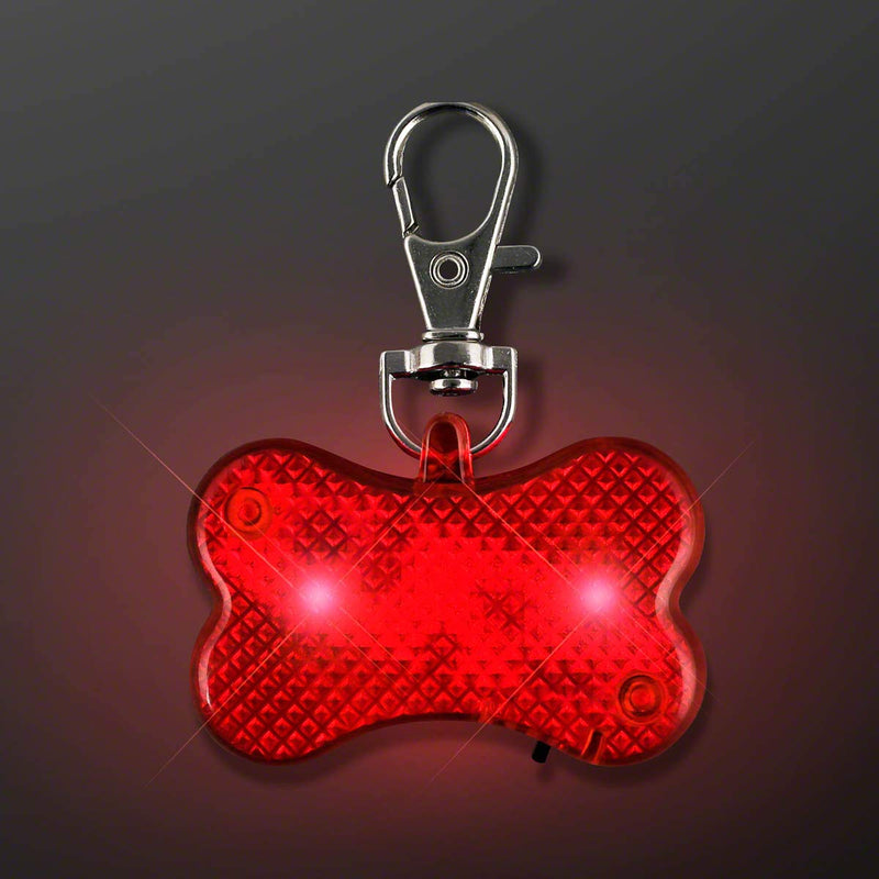 [Australia] - Red LED Dog Bone Pet Safety Light 