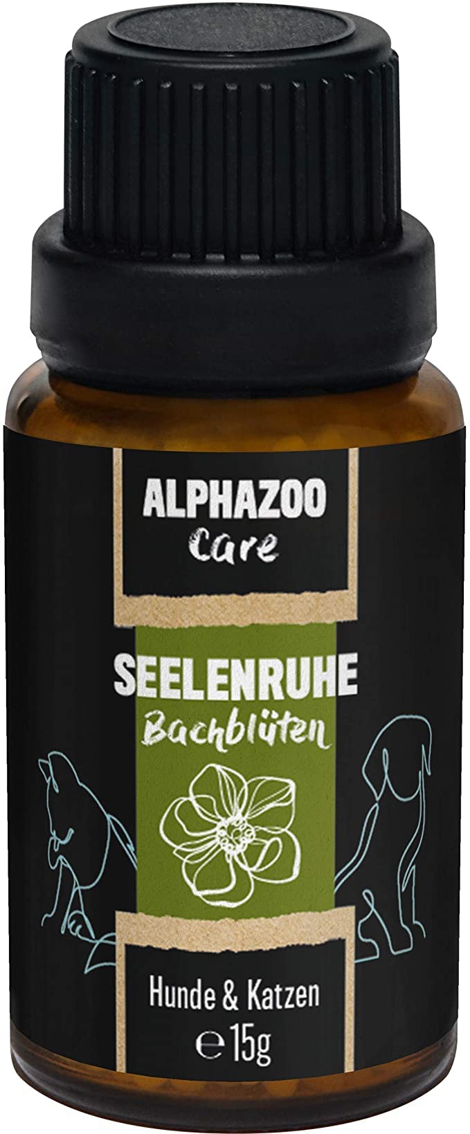 alphazoo Peace of Mind Bach Flowers for Dogs & Cats 15ml, globules calming tablets for dogs against hectic pace and stress, gentle dog tranquilizer to relax the animal, anti-stress dog 15g - PawsPlanet Australia
