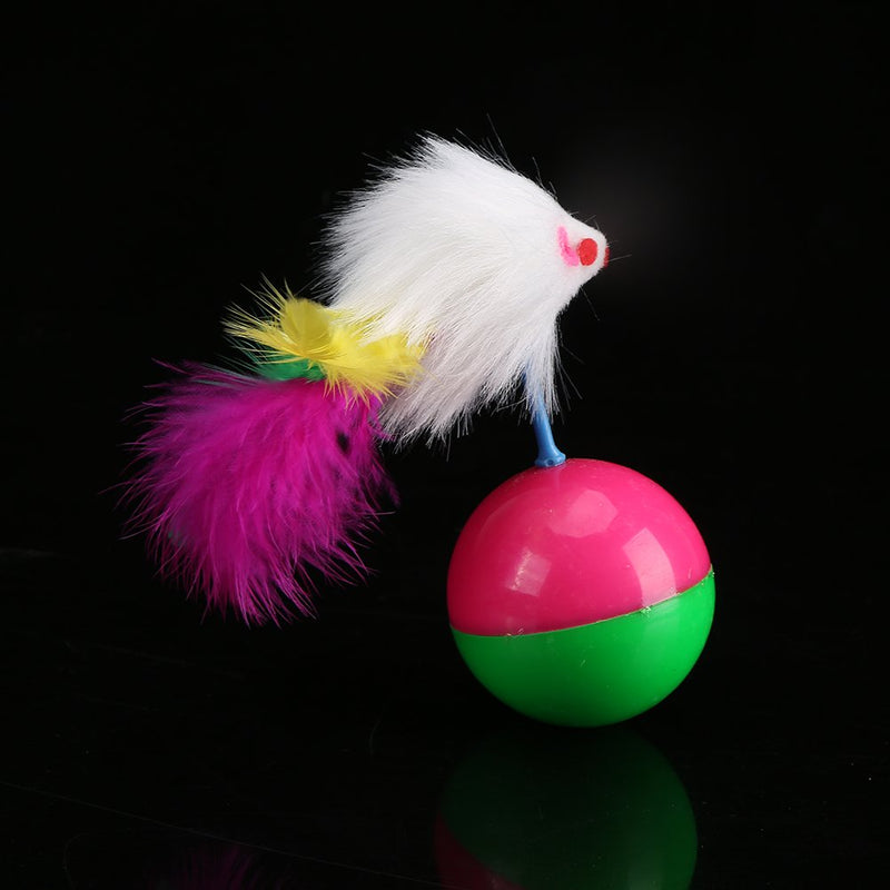 [Australia] - Sheens Fur Mouse Tumbler Cat Kitten Teaser Toy Plastic Balls Funny Interactive Toy for Indoor Cats Entertainment Exercise 