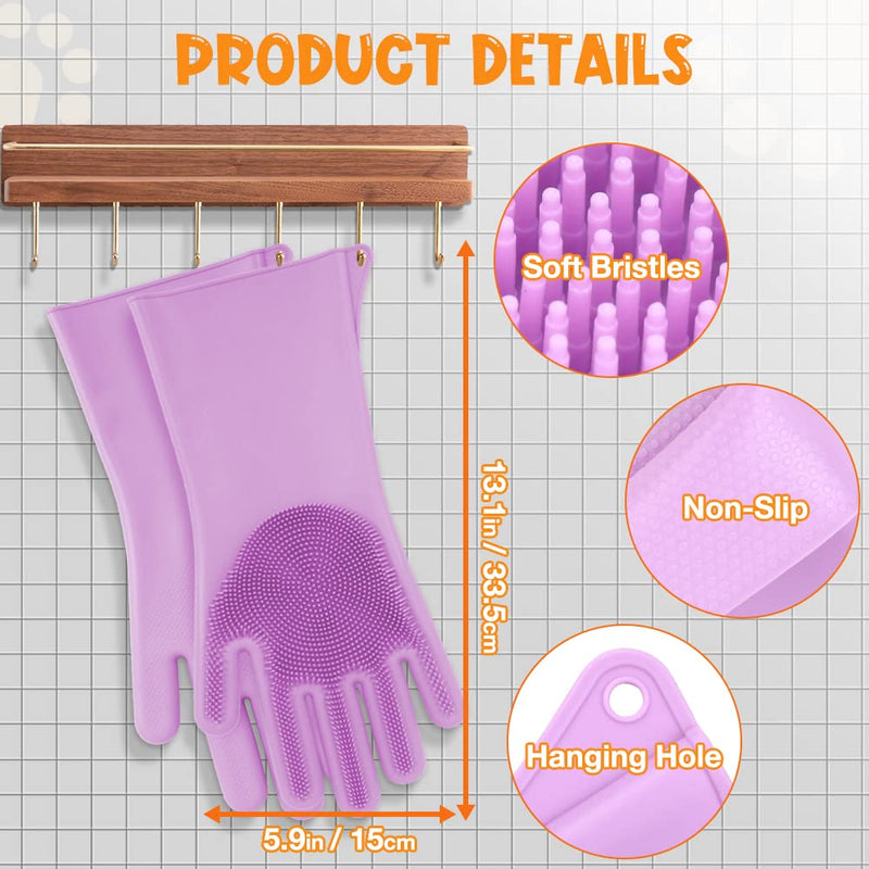 COMFPET Pet Grooming Gloves for Dog Hair Removal, Cat Brush for Shedding, Bathing and Massage for Puppies and Kittens, Food Grade Silicone (Purple) Purple - PawsPlanet Australia