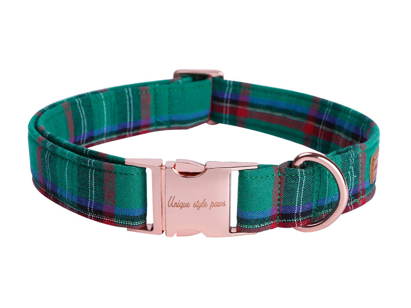 unique style paws Dog Collar with Bowtie, Durable Adjustable Dog Collars, Bow Dog Collar for Small Medium Large Girl or Boy Dogs and Cats Collar&Bow-XS Green Grid - PawsPlanet Australia