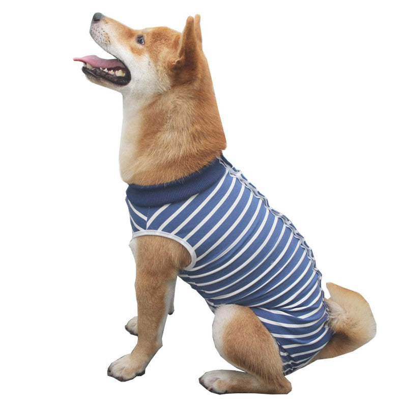 Tineer Dog Recovery Suit, Abdominal Wound Protector Puppy Skin Diseases Vest Clothes Pet After Surgery Wear,E-Collar Alternative for Small Medium Large Cats Dogs (XS, Blue Stripe) XS - PawsPlanet Australia