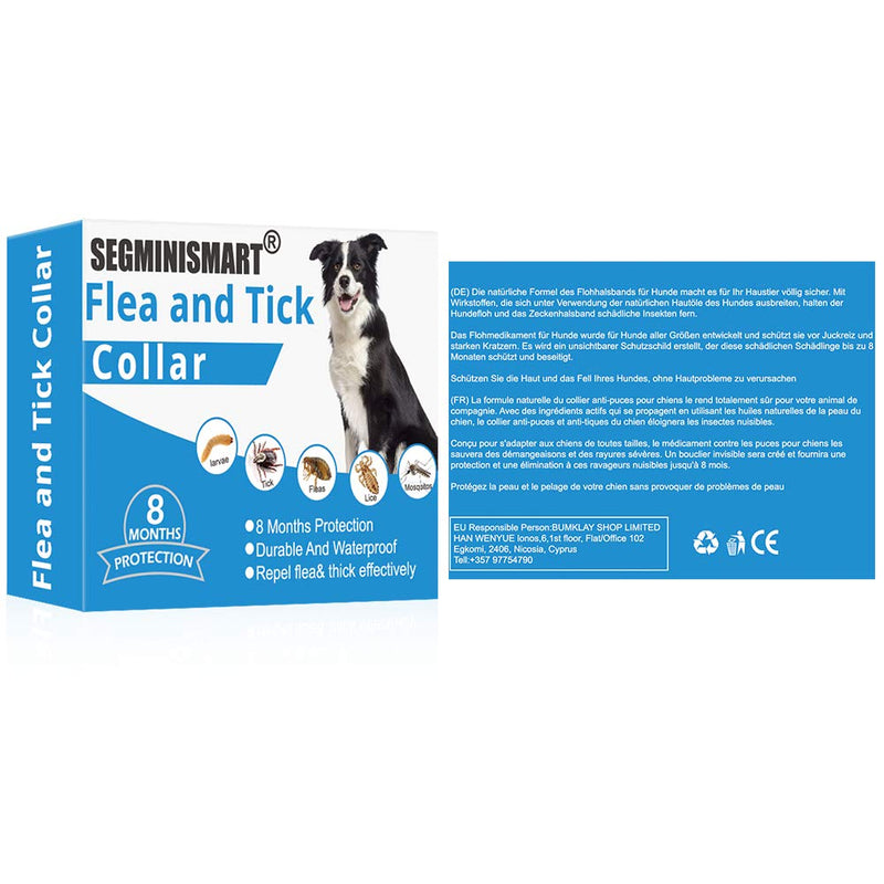 SEGMINISMART Flea and Tick Collar,Flea and Tick Prevention for Dogs,Dog Flea Collar,Pet Collar for Dogs and Cat,Adjustable & Waterproof One Size Fits All - PawsPlanet Australia