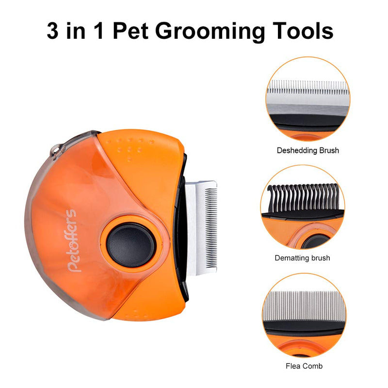 [Australia] - Petoffers Pet Grooming Brush, Portable 3 in 1 Dematting Tool for Dogs and Cats Deshedding Brush Undercoat Rake Comb for Easy Mats & Tangles Removing, Effectively Reduces Shedding by Up to 95% 