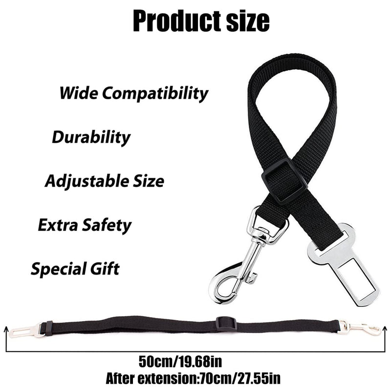 Pack of 2 dog harnesses, car seat belt for dogs, tear-resistant, adjustable, dog seat belt, adjustable dog seat belt, safety harness for all dog breeds, cats and car types, black/yellow - PawsPlanet Australia