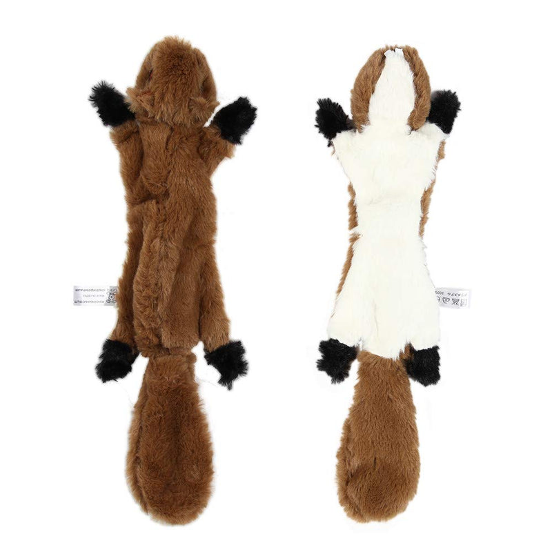 Nollary Dog Squeaky Toys No Stuffing, Soft Squirrel and Raccoon Plush Toys with Squeaker for Dogs Avoid Boredom, 16 inch, Pack of 2 - PawsPlanet Australia