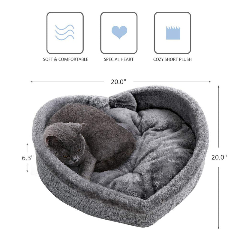 [Australia] - Cat Bed - Heart Pet Bed for Cats or Small Dogs, Ultra Soft Short Plush, Anti-Slip Bottom, Washable High Resilience PP Cotton, Comfortable Self Warming Autumn Winter Indoor Sleeping Cozy Kitty Teddy 