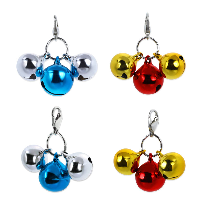 Molain 12 Bells Cat Dog Collar Bells, 4 Sets Jingle Bell for Cat Collar Dog Collar Charms Colourful Small Bells with Clasps Pet Collar Accessories Festival Party DIY Decoration (12 Bells) - PawsPlanet Australia