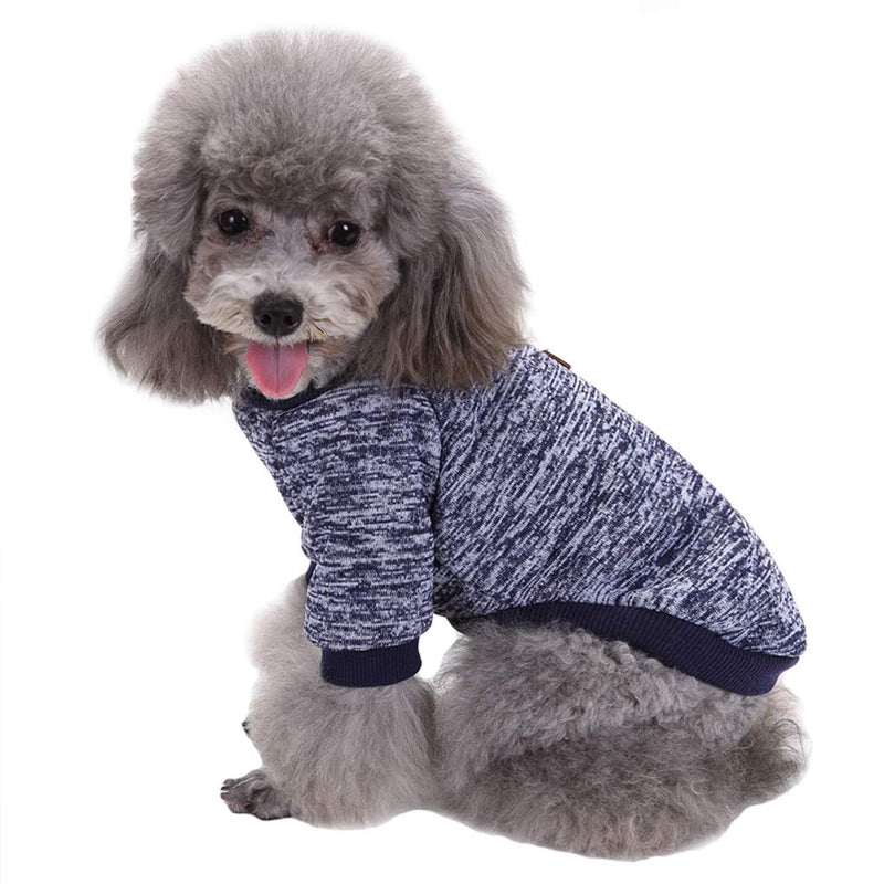 [Australia] - Fashion Focus On Pet Dog Clothes Knitwear Dog Sweater Soft Thickening Warm Pup Dogs Shirt Winter Puppy Sweater for Dogs Small Navy blue 