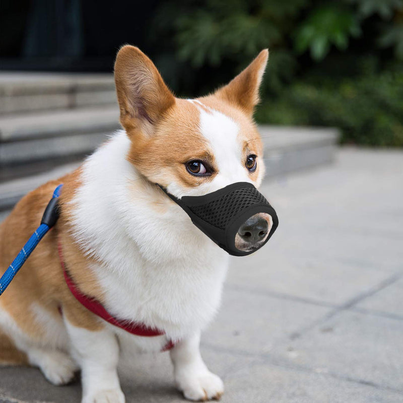[Australia] - IREENUO Dog Muzzle to Prevent Biting Barking and Chewing with Adjustable Loop Breathable Mesh Soft Fabric S Black 