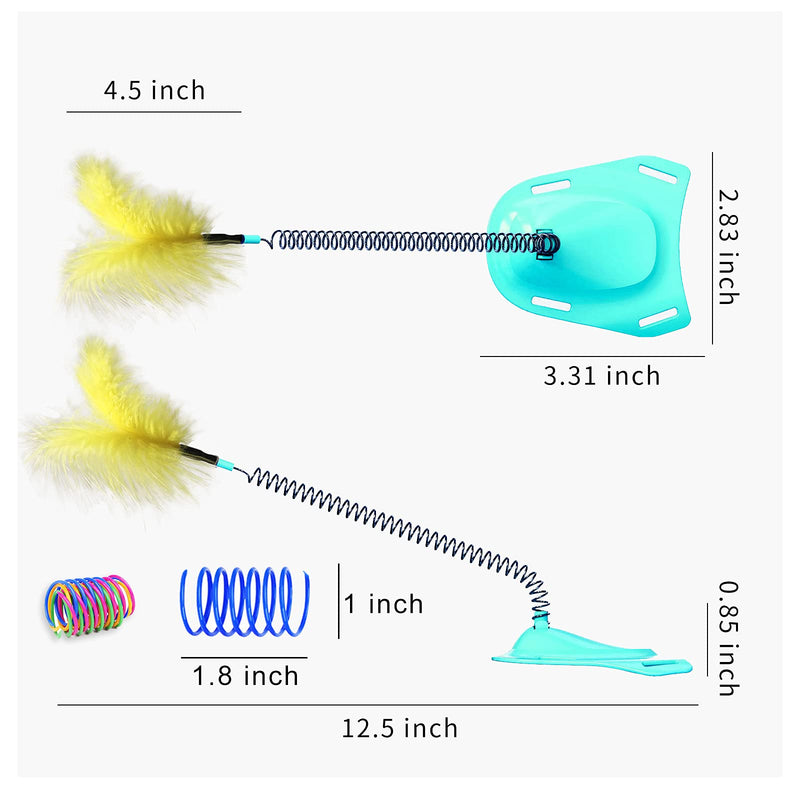 WishLotus Interactive Cat Toy, Feet Control Cat Spring Toy to Kill Time and Keep Fit Cat Feather Toy for Indoor Play and Exercise for Kitty blue - PawsPlanet Australia