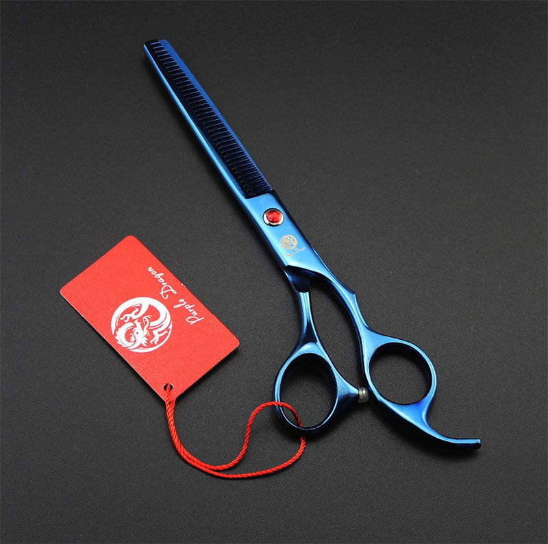Purple Dragon Professional 7.0 inch 4PCS Pet Grooming Scissors Kit Japan Premium Steel Straight & Curved & Thinning Blade Dog Hair Cutting Shears Set with Case Blue - PawsPlanet Australia