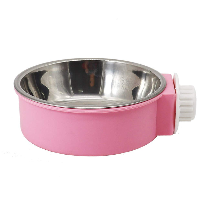 KuTi Kai 2 IN 1 Stainless Steel Pet Hanging Bowl Removable Dog Bowl for Crates Puppy Food Feeder Water Dish with Bolt Holder Dog Pink (Small-2-Pcs) Small-2-Pcs - PawsPlanet Australia