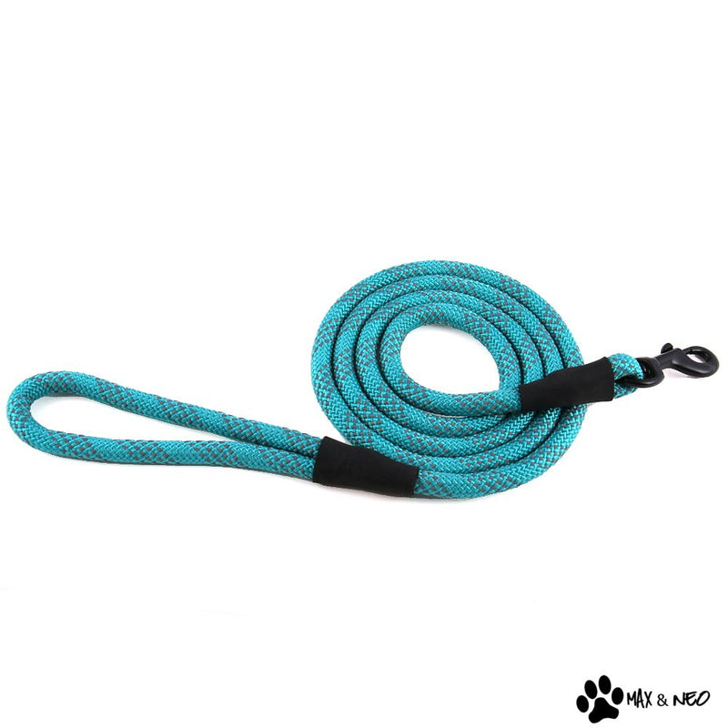 [Australia] - Max and Neo Rope Leash Reflective 6 Foot - We Donate a Leash to a Dog Rescue for Every Leash Sold 6 FT x 1/2" TEAL 