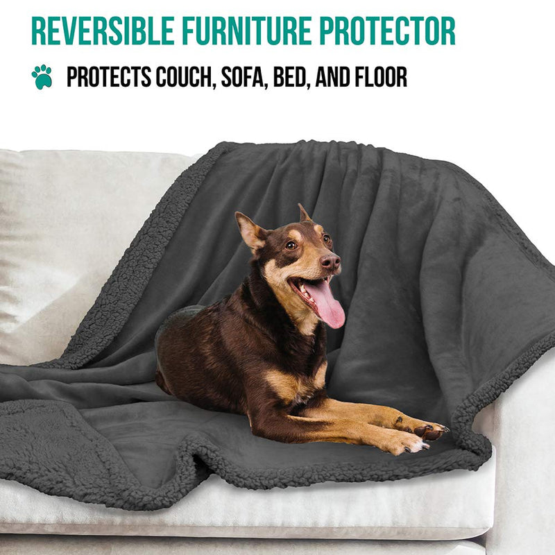 [Australia] - PetAmi Dog Blanket, Sherpa Dog Blanket | Plush, Reversible, Warm Pet Blanket for Dog Bed, Couch, Sofa, Car 50 x 40 Inches Gray/Gray Sherpa 