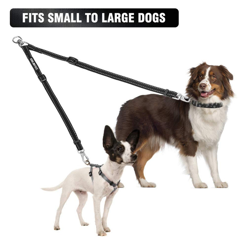 [Australia] - EXPAWLORER Double Dog Leash No Tangle - Adjustable Dog Leash Coupler with Heavy Duty Clips for Two Dogs Walking 