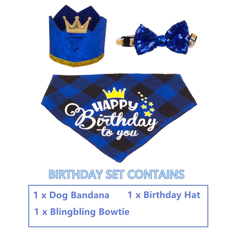 ADOGGYGO Dog Birthday Party Supplies, Dog Birthday Hat Bandana Scarf with Cute Dog Bow Tie for Small Medium Dogs Pets - PawsPlanet Australia