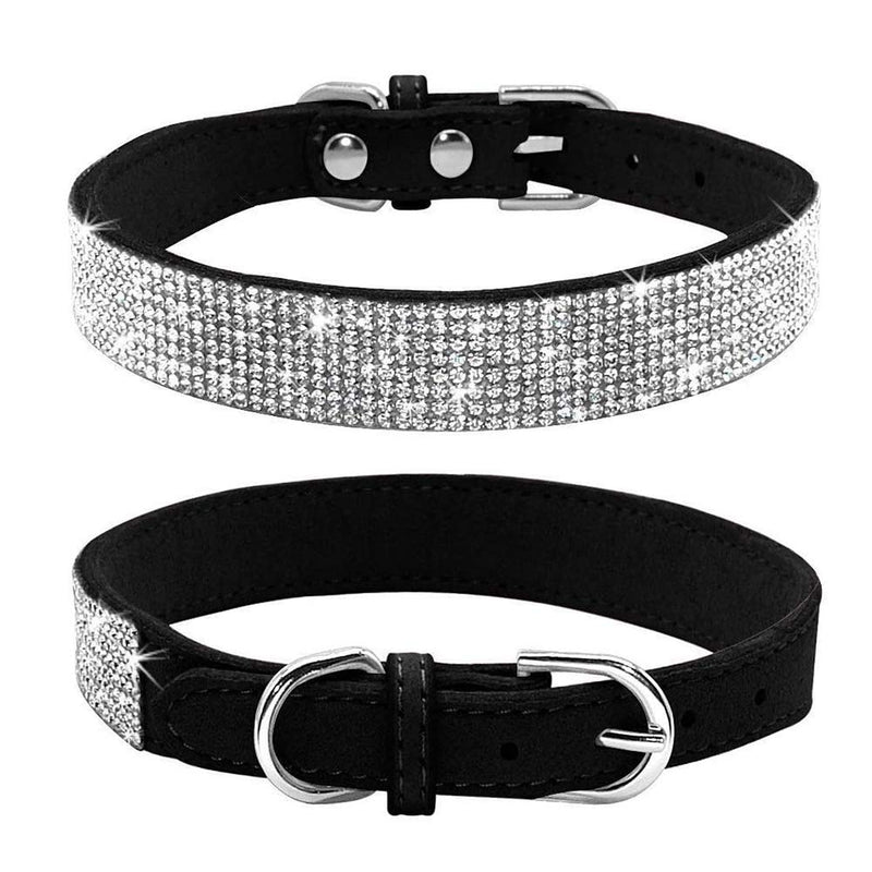 ETOPARS Rhinestone Dog Collar Leashes, Crystal Diamond Cat Dog Collar Leash Set, Cute Dazzling Dog Rhinestone Collar, Dog Collar Harness for Small & Medium Dogs S Black - PawsPlanet Australia