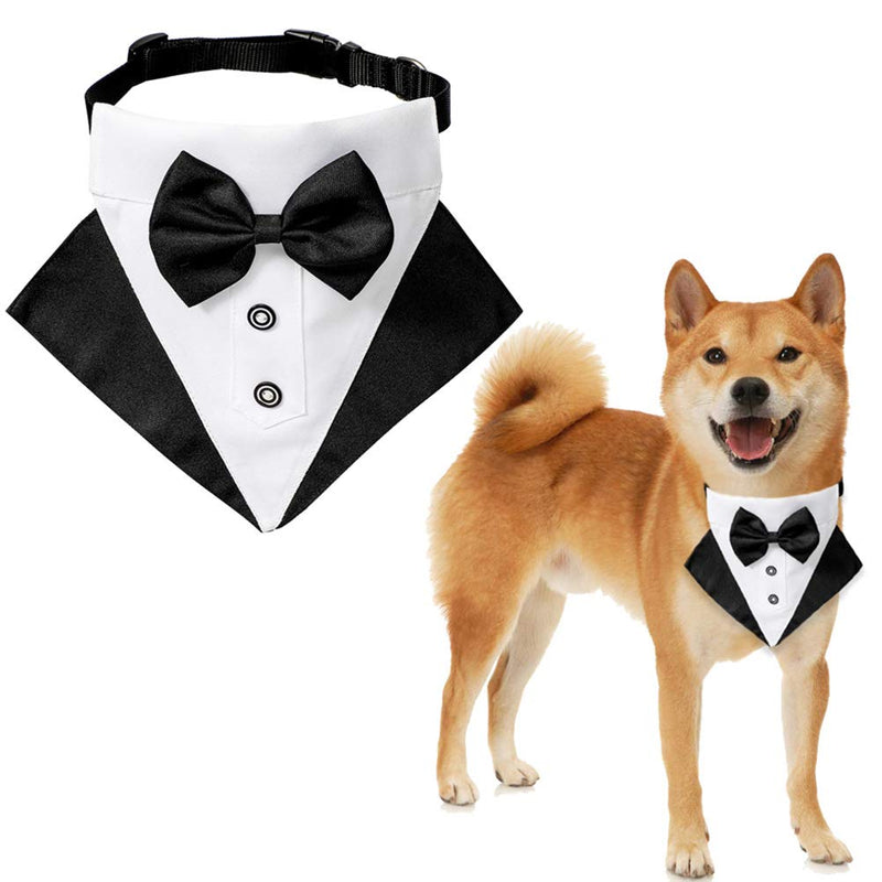 LotCow 4 PCS Formal Dog Tuxedo Bandana Adjustable Dog Wedding Bandana Tux Dog Bowtie Pet Neckerchief Kerchief Neck Tie - PawsPlanet Australia