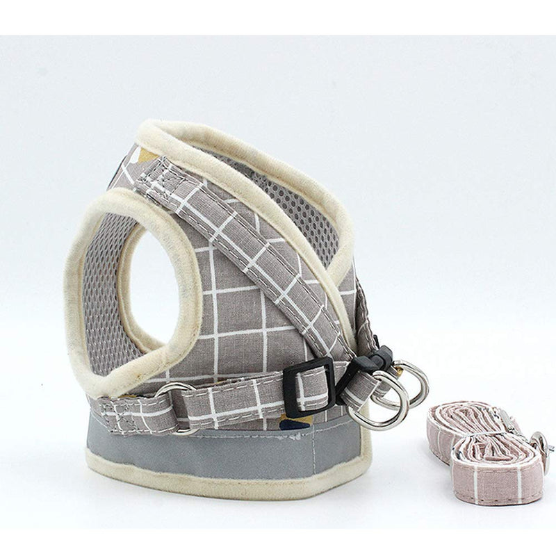 [Australia] - Kismaple Dog Cat Breathable Soft Mesh Reflective Harness and Leash Set Puppy Small Medium Dogs Vest Chest Harness No Pull No Choke, X-Small, Small, Medium, Large, X-Large XS Chest: 11.4in Khaki 