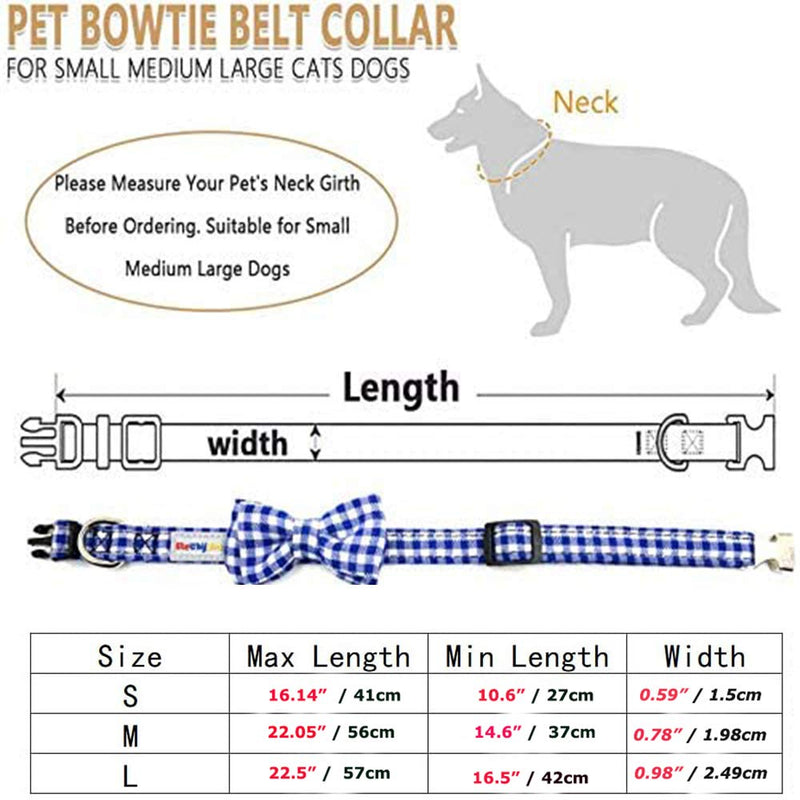 Etechydra Dog Collar with Removale Bow Tie, Comfortable Dog Bow Tie Pet Cat Dog Collar, Adjustable Pet Bow Tie Dog Collar for Small Medium Large Dog, Blue Dog Collar S - PawsPlanet Australia