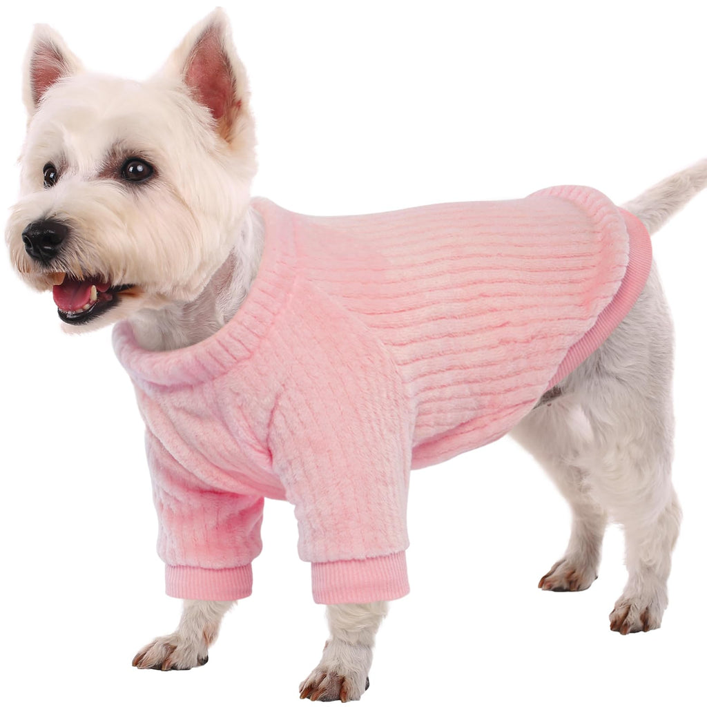 Kuoser Small Dog Sweater, Dog Sweaters Dog Clothes for Small Dogs Girls Boys, Warm Puppy Sweater Dog Winter Clothes, Christmas Puppy Sweater for Yorkie, Bichon Frise, Shih Tzu (Pink S) Small (Chest: 17.3'' / 44cm) Pink - PawsPlanet Australia
