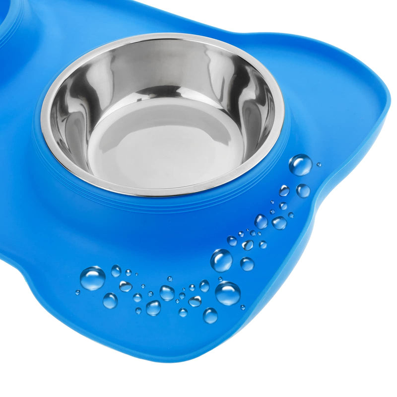 PrimeMatik - Pet bowl in stainless steel. Feeder for dogs and cats with non-slip silicone tray - PawsPlanet Australia