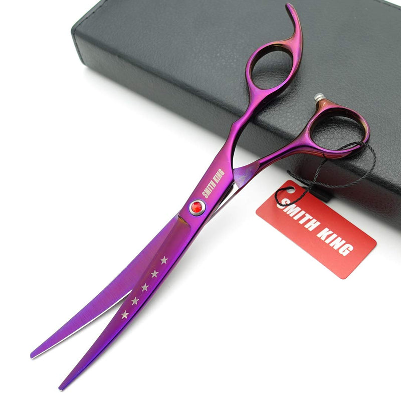 [Australia] - 7.0in Professional Pet Grooming Scissors Set,Straight & Thinning & Curved Scissors 4pcs Set for Dog Grooming Violet 