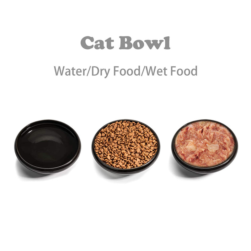 ComSaf Ceramic Cat Feeding Bowl, Wide Shallow Cat Food Water Dish, Whisker Friendly Design, Non Spill Pet Bowl, 300ML, Pack of 1 Black - PawsPlanet Australia