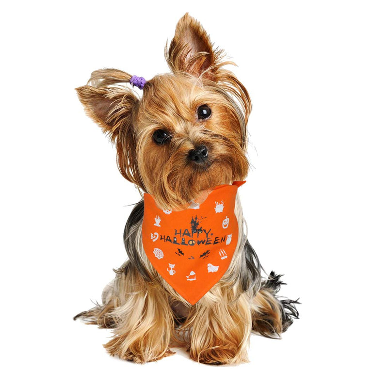 WONDERPUP Halloween Dog Bandana Ghost Castle Orange Triangle Bibs Scarf Accessories for Dogs Puppy Cats M - PawsPlanet Australia