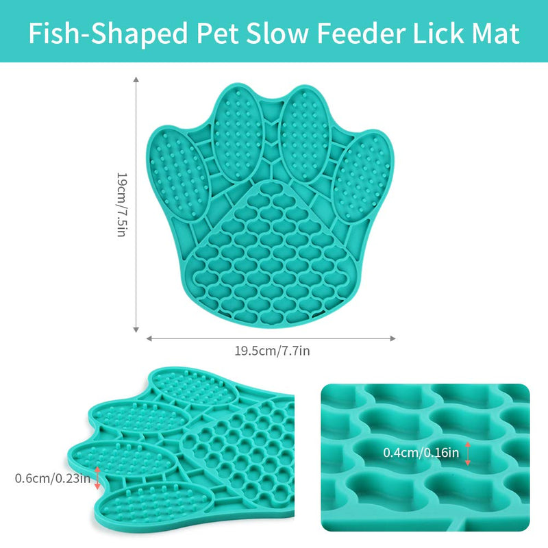 Pet Slow Feeder Lick Mat Paw-Shaped Slow Food Dispensing Treater, Dog Slow Food Bowl, Dog Cat Puzzle Feeder for Anxiety Relief, Peanut Butter Lick Pad-Promote Health for Dogs/Cats Blue 1 Count (Pack of 1) - PawsPlanet Australia