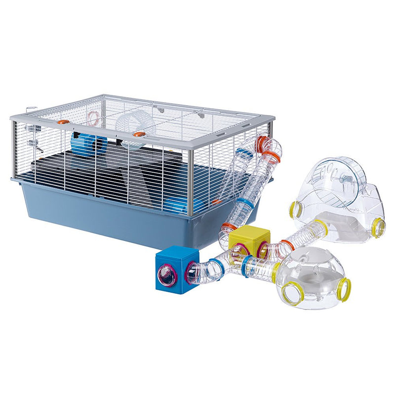 Ferplast Hamster Lab, Hamster Cube x 2, T Tunnel Connector 3 Pk Bundle Kit Assorted Colours - PawsPlanet Australia