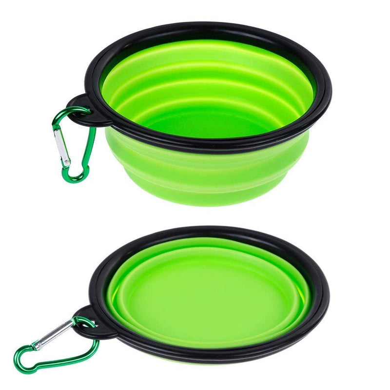 [Australia] - Axgo 1PC Foldable Silicone Dog Bowl Outfit Portable Travel Bowl for Dogs Feeder Utensils Outdoor Drinking Water Dog Bowl, Green 