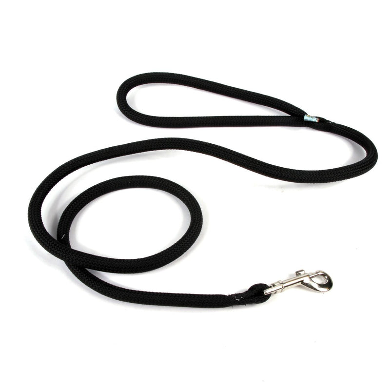[Australia] - Yellow Dog Design Rope Dog Leash - 13 Fade Resistant Colors + 6 Sizes - Made in The USA 3/8" Diam x 4 ft Long Black 