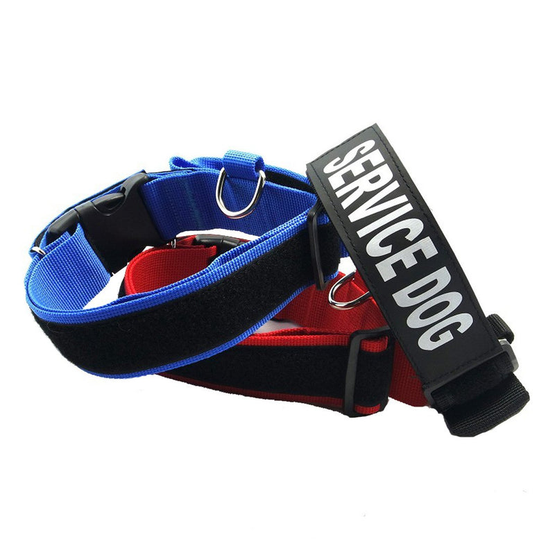 [Australia] - Homiego K9 Service Dog Collar, Adjustable Nylon Dog Collar with Reflective Service Dog Patch for Small Medium Large Dogs L Red 