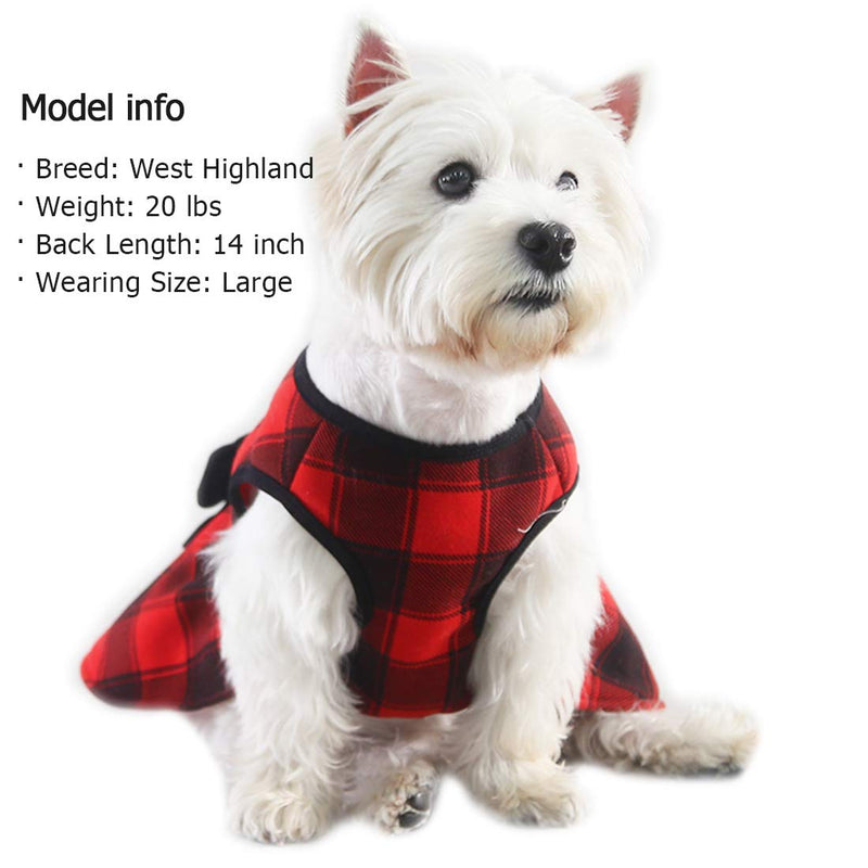 [Australia] - kyeese Dog Dress Red Buffalo Check Dog Dresses with Bowtie Small Medium Dog Dress for Fall Winter XS (3-4.5lbs) 