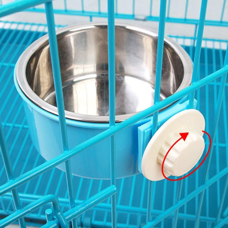 Cage Feeder Bowl, Cage Coop Cup Dog Bowl Feeder Pet Puppy Food Water Feeder Bowl with Bolt Holder for Cat Puppy Bird Pets (S,blue) S blue - PawsPlanet Australia