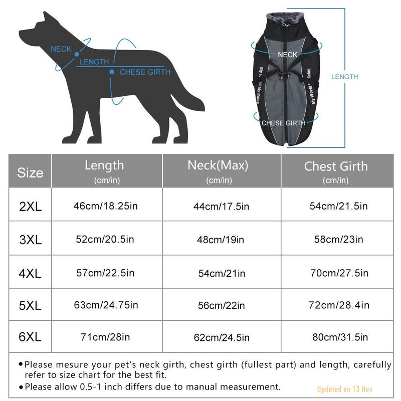 Dog Jacket with Harness Large Dogs Coats Waterproof, Dog harness Coats warm Winter Clothes Windproof Reflective Pet Vest Cotton Padded Cozy Cold Weather Dog Apparels for Medium Large Dogs (2XL, Grey) XXL - PawsPlanet Australia