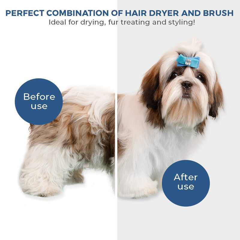 Dog Hair Dryer, 2-in-1 Hair Dryer/Brush | Perfect as a hair dryer and brush for dogs, cats or other pets Pet Blower | Mobile and quiet brush for small and medium-sized dogs and cats - PawsPlanet Australia