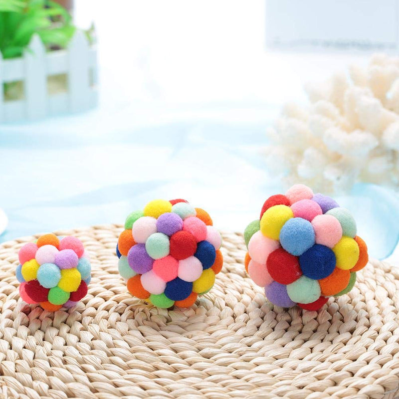 Pssopp Colorful Pet Plush Ball Toy Soft Dog Puppy Cat Toy Ball Playing Ball Exercise Interactive Toy with Bell for Training Playing Chewing(M) M - PawsPlanet Australia