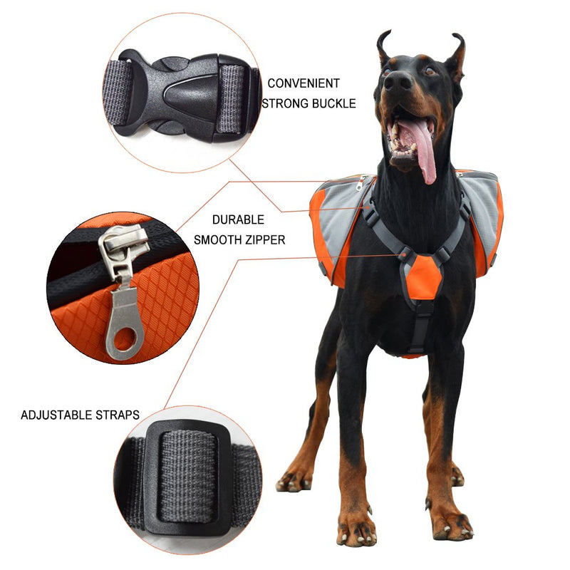 [Australia] - Lifeunion Polyester Dog Saddlebags Pack Hound Travel Camping Hiking Backpack Saddle Bag for Small Medium Large Dogs Orange+Bowl 