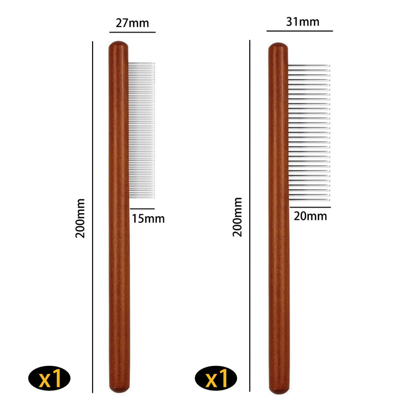 New Design-wooden Pet Comb Pet Grooming Comb Rounded Teeth Dog Comb for Large, Medium and Small Dogs and Cats with Tangled Short/Long Hair (brown) brown - PawsPlanet Australia