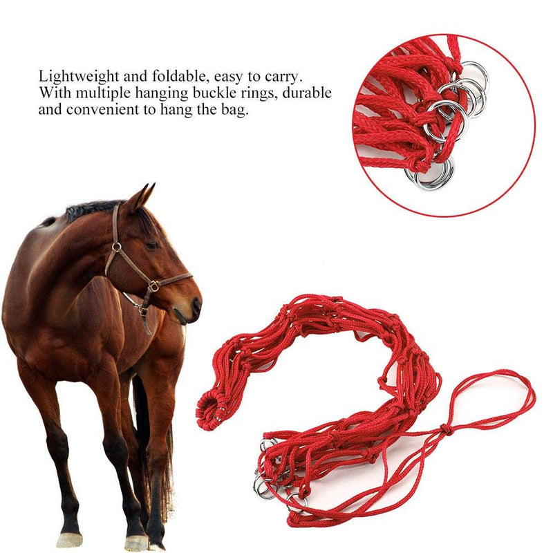 Slow Feed Hay Bag, 3 Color Large Tough Heavy Duty Poly Horse Hay Net Equine Feeding Bag (Red) Red - PawsPlanet Australia