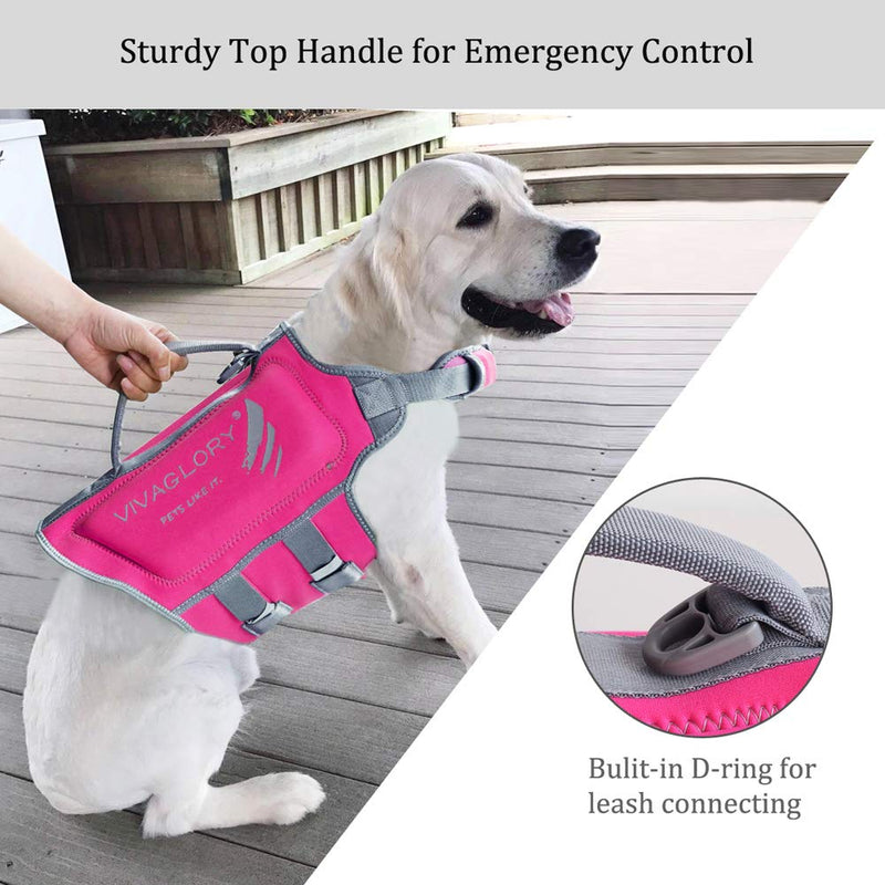 [Australia] - VIVAGLORY Dog Life Jackets, Premium Skin-Friendly Neoprene Dog Life Vest with Superior Buoyancy and Rescue Handle S (Chest Girth: 15.5"-19.5") Pink 