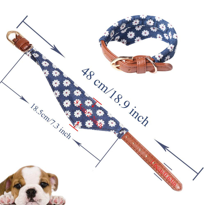 LZYMSZ Dog Collar Adjustable & Durable Bow Pet Collar,3 Pack(Bow Collar&Scarf Collars&Leash) Anti-Twist Dog Leash Set for Small Medium Large Puppy,Perfect for Daily Walking Training Running (Flower) Floral - PawsPlanet Australia